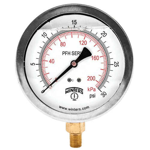 Winters Instruments Hydraulic Stainless Steel Liquid Filled Pressure Gauge, PFH